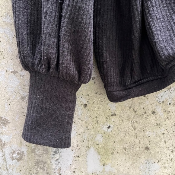 ZARA Semi Sheer V-neck Top, Ribbed, Black, Small - Picture 4 of 7